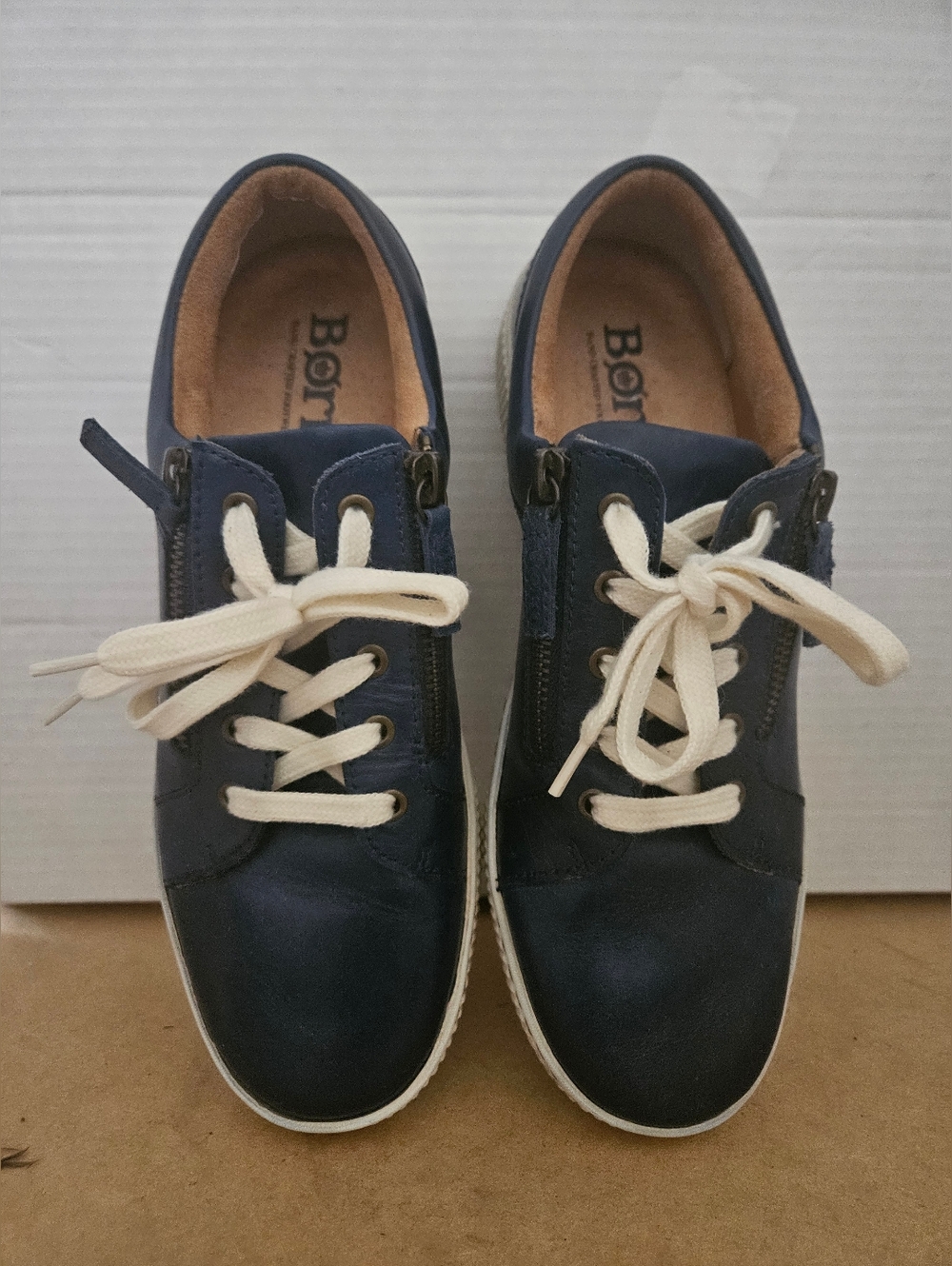 Born Navy Blue Sneakers with Cream Laces